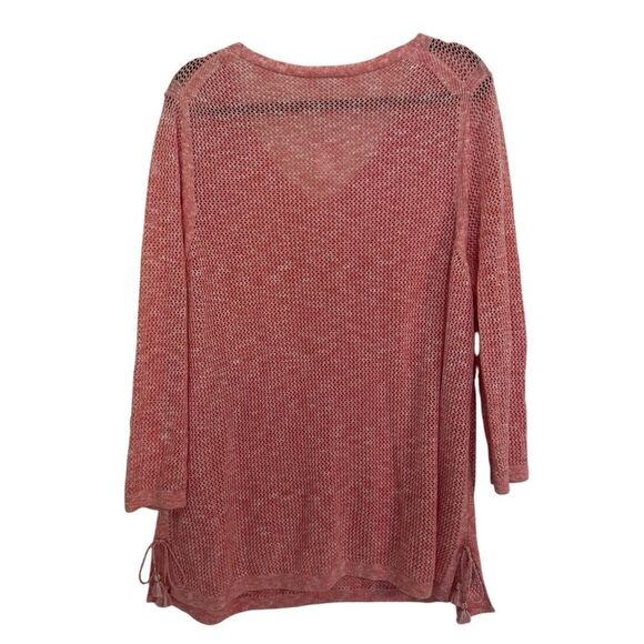 NWT Talbot's Womens 3X Mesh Sweater Space-Dye Side-Tie Pink Coral - Picture 7 of 9